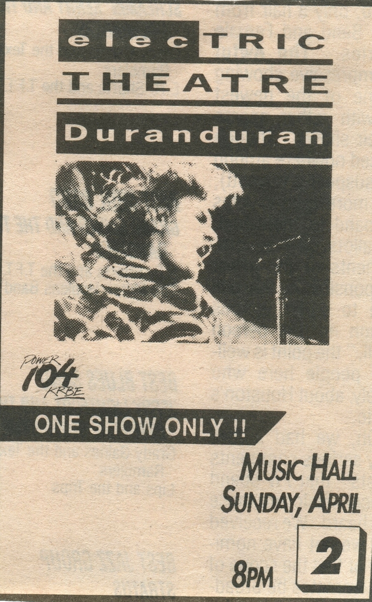 Duran Duran's 1989 Concert & Tour History | Concert Archives