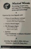 Voices of Love (φωνές αγάπης) / Ottawa Finnish Singers / The Montagna Singers / Laura Dziubaniuk & Shawne Elizabeth, Sandra Kelly on Nov 4, 2006 [880-small]