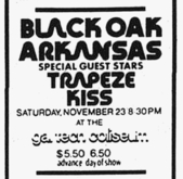 Black Oak Arkansas / Trapeze / KISS on Nov 23, 1974 [549-small]