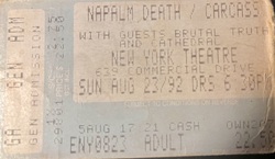 Napalm Death / Carcass / Brutal Truth / Cathedral on Aug 23, 1992 [916-small]