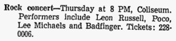 Leon Russell / Poco / Badfinger / Lee Michaels on Apr 22, 1971 [518-small]