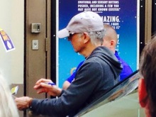 Larry David signing autographs, Fish in the Dark (Cast) on Apr 29, 2015 [340-small]