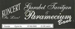 Concert ticket, Garabet Tavitjan and Paramecium band on Jun 27, 2000 [511-small]