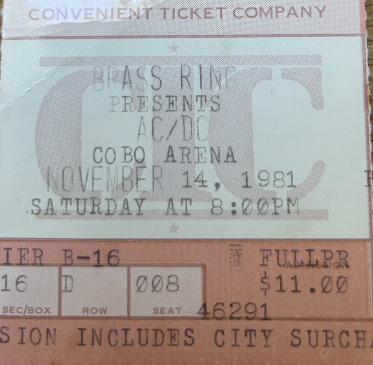 Nov 14, 1981: AC/DC / Midnight Flyer at Cobo Arena Detroit, Michigan ...
