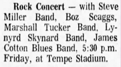 The Marshall Tucker Band / Steve Miller Band / Boz Scaggs / Lynyrd Skynyrd / James Cotton Blues Band on May 24, 1974 [674-small]