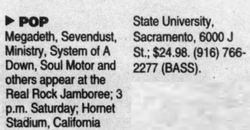 Sevendust / Speak No Evil / Soul Motor / Megadeth / System of a Down / Staind on Aug 14, 1999 [582-small]