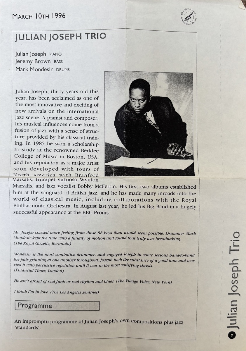 Julian Joseph Trio Concert Photos | Concert Archives