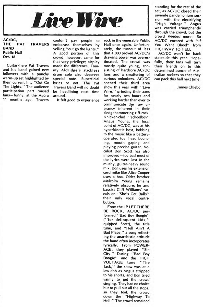 AC/DC's 1979 Concert & Tour History | Concert Archives