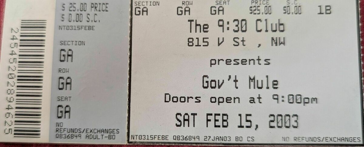 2003 Concert History of 9:30 Club Washington, District of Columbia
