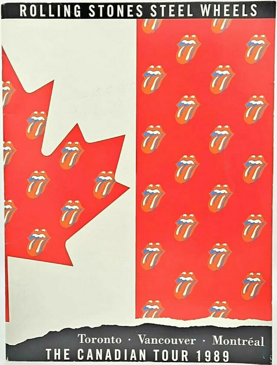 【The Rolling Stones 1989 Canadian tour】 VTG 1989 ROLLING STONES STEEL WHEELS CANADA TOUR SHIRT-LG
