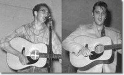 Buddy Holly opening for Elvis in Lubbock , tags: Elvis Presley, Buddy Holly - Elvis Presley / johnny cash / Carl Perkins / Buddy Holly on Apr 29, 1955 [259-small]