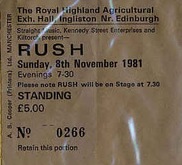 tags: Rush, Edinburgh, Scotland, United Kingdom, Ticket, Royal Highland Centre - Rush on Nov 8, 1981 [317-small]
