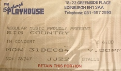 tags: Big Country, Edinburgh, Scotland, United Kingdom, Ticket, Edinburgh Playhouse - Big Country on Dec 31, 1984 [395-small]