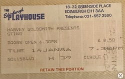 tags: Sting, Edinburgh, Scotland, United Kingdom, Ticket, Edinburgh Playhouse Theatre - Sting on Jan 14, 1986 [906-small]