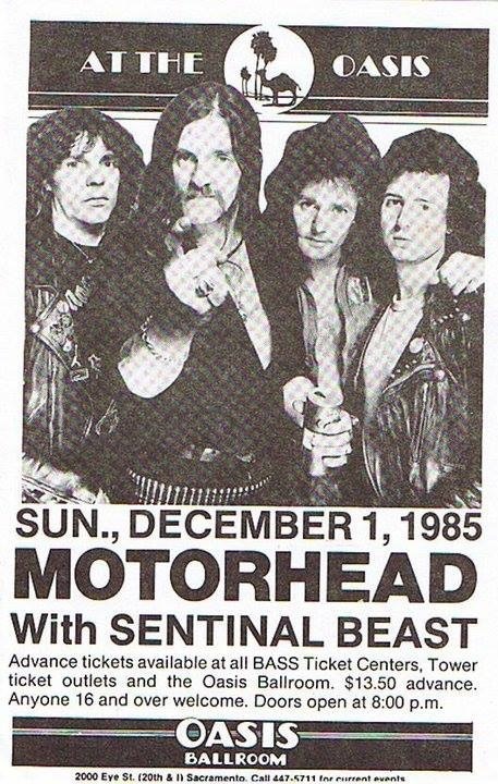 Dec 01, 1985: Motorhead / Sentinel Beast at The Oasis Sacramento ...