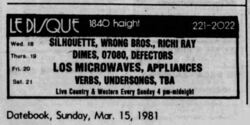 Defectors / The Dimes / 07080 on Mar 19, 1981 [154-small]