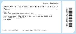 Adam Ant / Adam Ant & The Good, The Mad & The Lovely Posse / My Education / Whalers on Sep 19, 2012 [042-small]