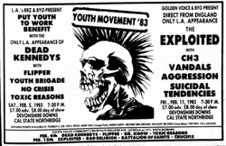 tags: The Exploited, CH3, The Vandals, Agression, Suicidal Tendencies, Los Angeles, California, United States, Gig Poster, Advertisement, Devonshire Downs, California State University Northridge - The Exploited / CH3 / The Vandals / Agression / Suicidal Tendencies on Feb 11, 1983 [451-small]