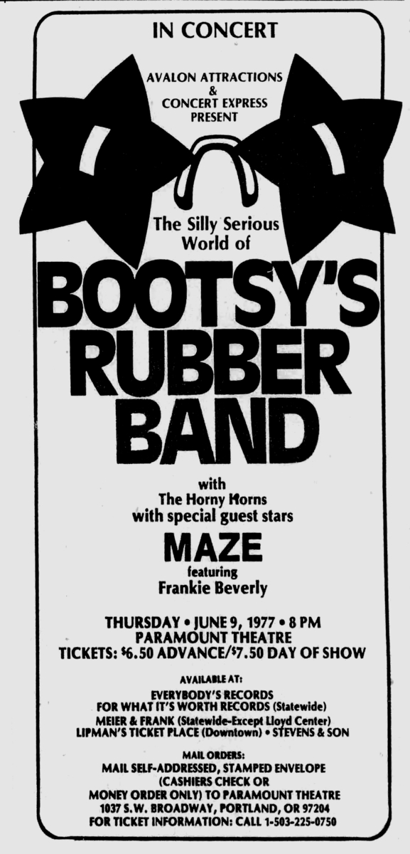 Bootsy's Rubber Band Concert & Tour History | Concert Archives