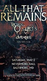 All That Remains / Born of Osiris / Dead Eyes / Who They Fear on May 2, 2026 [388-small]