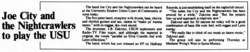 Announcement: Joe City & The Night Crawlers @ CSUN Student Union - 10.13.82, tags: Joe City & The Night Crawlers, Los Angeles, California, United States, Article, USU Court of Community, California State University, Northridge - Joe City & The Night Crawlers on Oct 13, 1982 [377-small]