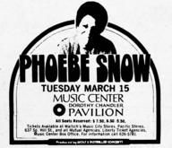 Phoebe Snow @ Dorothy Chandler Pavilion - 3.15.77, tags: Phoebe Snow, Los Angeles, California, United States, Advertisement, Dorothy Chandler Pavilion, Music Center - Phoebe Snow on Mar 15, 1977 [360-small]
