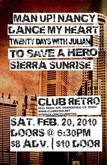 Man Up! Nancy / Dance My Heart / Sierra Sunrise / Twenty Days With Julian / To Save A Hero on Feb 20, 2010 [752-small]