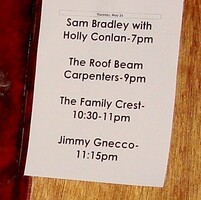 Hotel Cafe posted band lineup for the evening, tags: Jimmy Gnecco, The Family Crest, Los Angeles, California, United States, Setlist, Hotel Cafe - Jimmy Gnecco / The Family Crest / The Roof Beam Carpenters on May 26, 2011 [705-small]