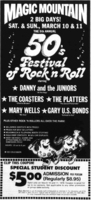5th Annual 50s Festival of Rock 'n Roll @ Magic Mountain - 3.10.79 to 3.11.79, tags: Danny and the juniors, The Coasters, Gary U.S. Bonds, the platters, Mary wells, Santa Clarita, California, United States, Advertisement, Magic Mountain - Danny and the juniors / The Coasters / the platters / Mary wells / Gary U.S. Bonds on Mar 10, 1979 [192-small]