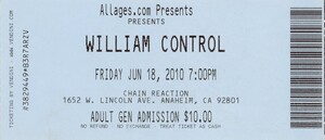 Ticket for William Control, New Years Day & Me Vs Myself, tags: William Control, New Years Day, She Screams Remedy, Me vs. Myself, Girl On Fire, Anaheim, California, United States, Ticket, Chain Reaction - William Control / New Years Day / She Screams Remedy / Me vs. Myself / Girl On Fire on Jun 18, 2010 [569-small]