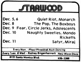 Ad: Fear / Circle Jerks / Adolescents @ Starwood - 12.9.80, tags: Fear, Circle Jerks, Adolescents, West Hollywood, California, United States, Advertisement, Starwood - Fear / Circle Jerks / Adolescents on Dec 9, 1980 [131-small]