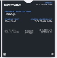 tags: Garbage, Goodbye Mr. MacKenzie, Edinburgh, Scotland, United Kingdom, Ticket, Edinburgh Castle - Garbage / Goodbye Mr. MacKenzie on Jul 11, 2026 [874-small]