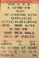 tags: Bruce Cockburn, Guelph, Ontario, Canada, Ticket, War Memorial Hall - Bruce Cockburn on Mar 6, 1991 [302-small]