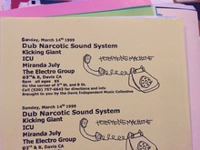 Dub Narcotic Sound System / Kicking Giant / ICU / Miranda July / Electro Group on Mar 14, 1999 [994-small]