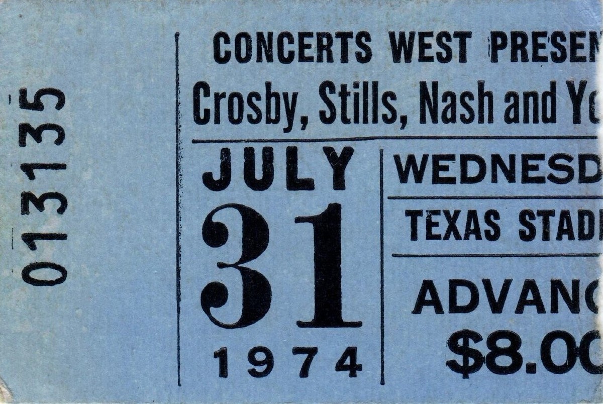 Jul 31, 1974 Crosby Stills Nash and Young / Beach Boys at Texas