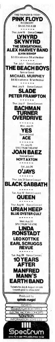 Jul 21 1975 Yes Ace At The Spectrum Philadelphia Pennsylvania United States Concert Archives