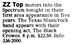 ZZ Top / The Black Crowes on Mar 11, 1991 [939-small]