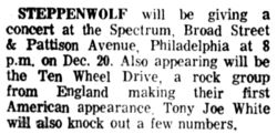 Steppenwolf / Ten Wheel Drive / Tony Joe White on Dec 20, 1969 [727-small]
