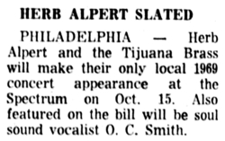 Herb Alpert & The Tijuana Brass / O.C. Smith on Oct 24, 1969 [762-small]