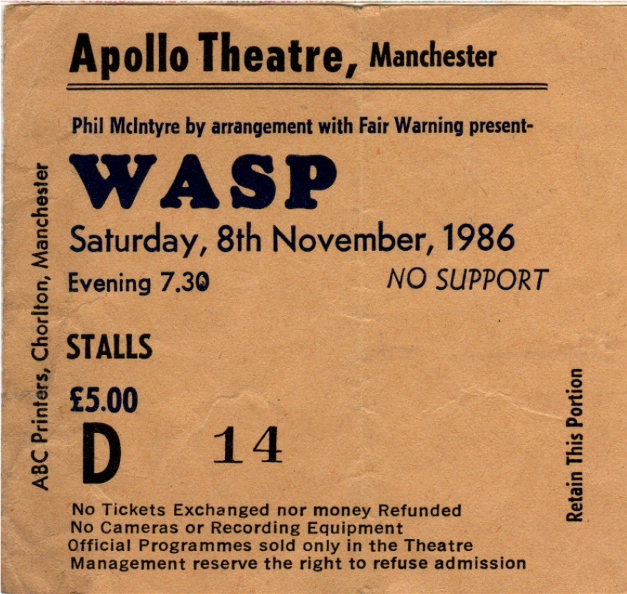 wasp Concert & Tour History (Updated for 2023) Concert Archives