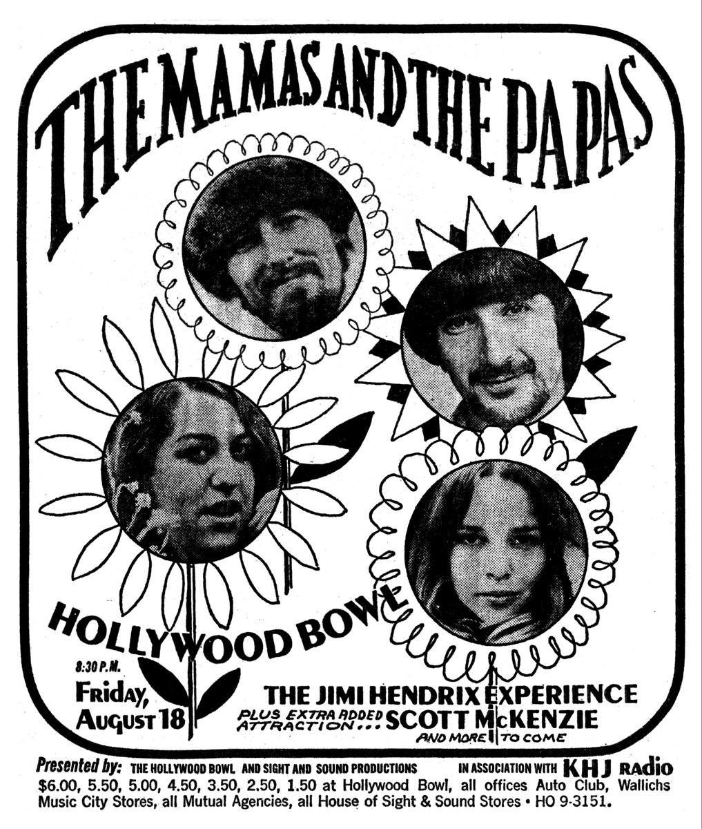 Aug 18, 1967 The Mamas & the Papas / Jimi Hendrix / The Electric Flag / Scott McKenzie at