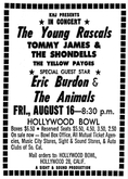 The Young Rascals / Tommy James & the Shondells / Eric Burdon & the Animals / The Yellow Payges on Aug 16, 1968 [313-small]