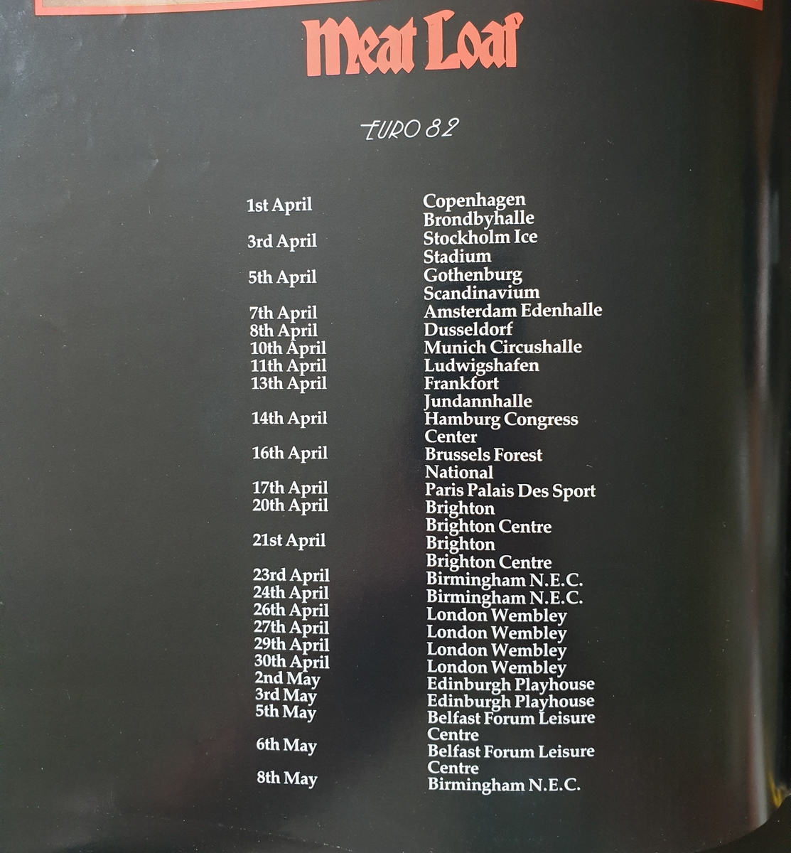 Meat Loaf Concert & Tour History Concert Archives