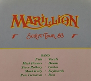 Band line-up from tour programme, Marillion / Peter Hammill on Mar 30, 1983 [285-small]
