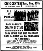 Gary Lewis & The Playboys / Sam The Sham & The Pharaohs / The Yardbirds / Bryan Hyland / Jimmy Clanton on Nov 13, 1966 [462-small]