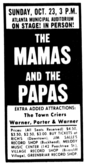 The Mamas & the Papas / The Town Criers / Warner Porter & Warner on Oct 23, 1966 [509-small]