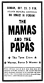 The Mamas & the Papas / The Town Criers / Warner Porter & Warner on Oct 23, 1966 [510-small]