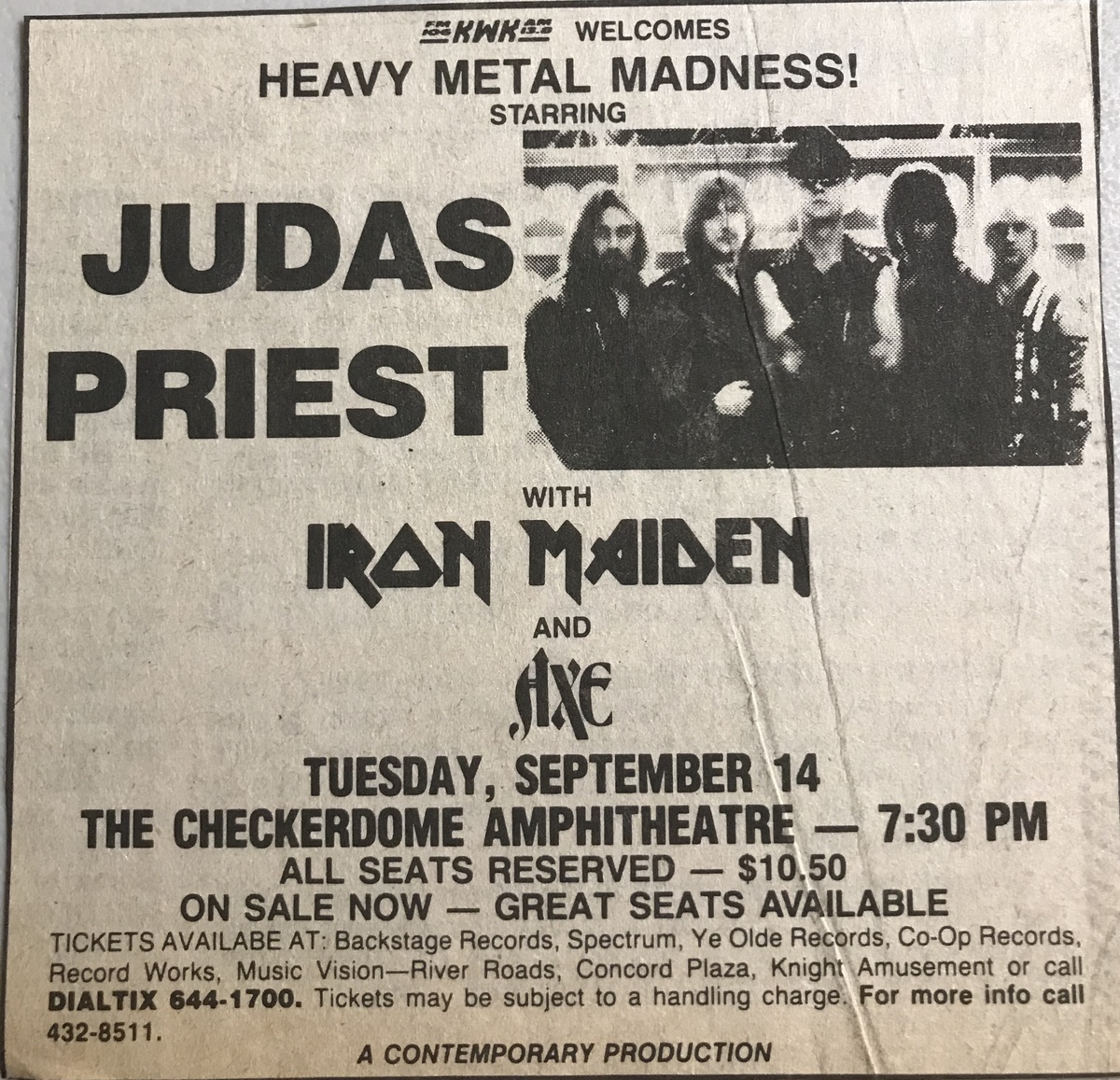 Sep 14, 1982 Judas Priest / Iron Maiden at Checkerdome St. Louis, Missouri, United States