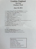 Dylan set list, London Feis on Jun 18, 2011 [624-small]