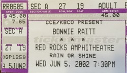 Bonnie Raitt / Jon Cleary and the Absolute Monster Gentlemen - Concert Ticket - June 5, 2002, Bonnie Raitt / Jon Cleary and the Absolute Monster Gentlemen on Jun 5, 2002 [349-small]